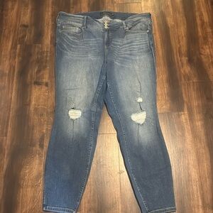 Torrid Premium Distressed Straight Leg Denim Jeans 24 Tall